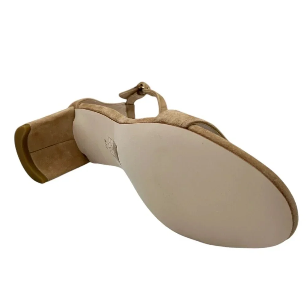 Pelle Moda Women’s Monroe Sandal‎ 8 Latte-Tan Suede Block Heel Ankle Strap